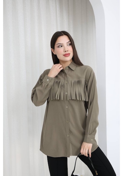 Piove Püskül Detaylı Gömlek Olive Charm MÜRDÜM