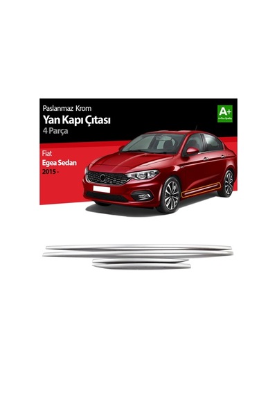 S-Dizayn  Fiat Egea Sedan Krom Yan Kapı Çıtası 4 Prç. 2015 Üzeri