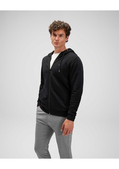 Ellesse Em555 Erkek Fermuarlı Kapüşonlu Siyah Sweat Siyah
