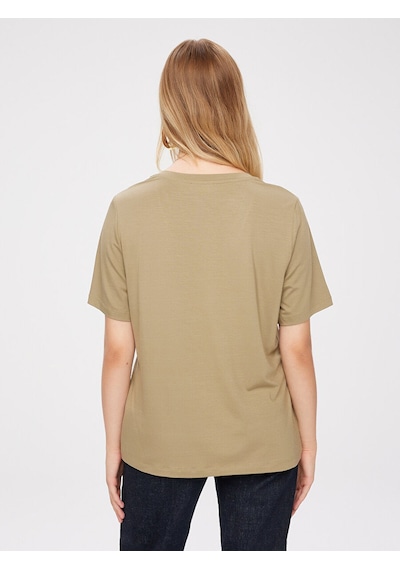 Faik Sönmez V Yaka Kısa Kol T-shirt W27tsh001 Bw27tsh00154 Haki