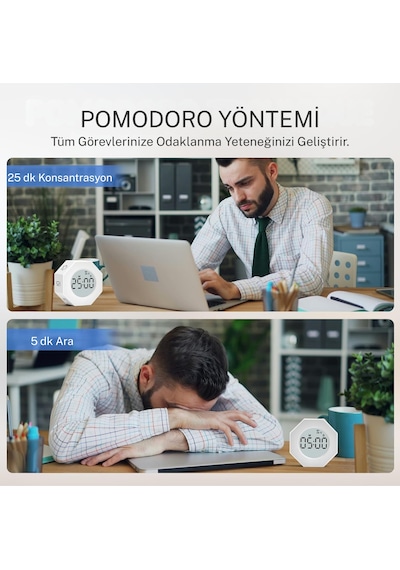 Npo Npt22cb Alarmlı G-sensör Otomatik Zamanlayıcılı Küp Kronometre Pomodoro Motivasyon Saati