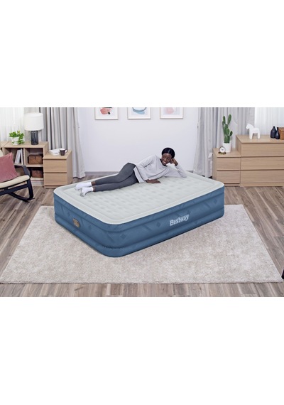 Bestway 69075 Fortech Yorgan Dokulu Çift Kişilik Dahili Elektrikli Pompalı Şişme Yatak 2.03m X 1.52m X 46cm Mavi