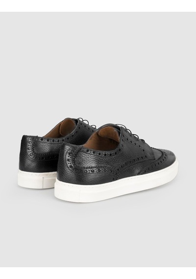 Cabani Siyah Hakiki Deri Erkek Oxford Sneaker