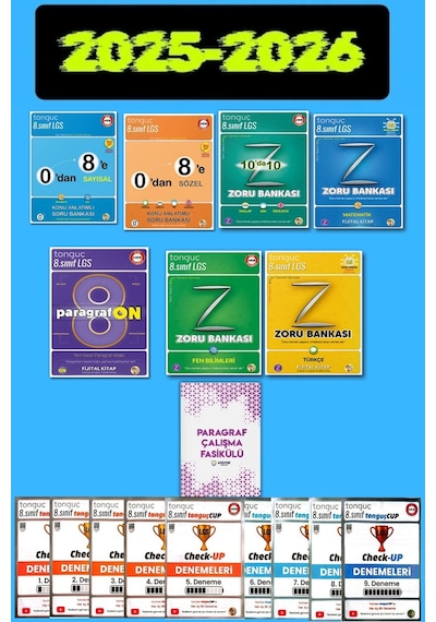 Tonguç Akademi 0'dan 8'e Hazırlık Seti + 8. Sınıf Zoru Bankası Seti + Paragrafon + Lgs Deneme Seti