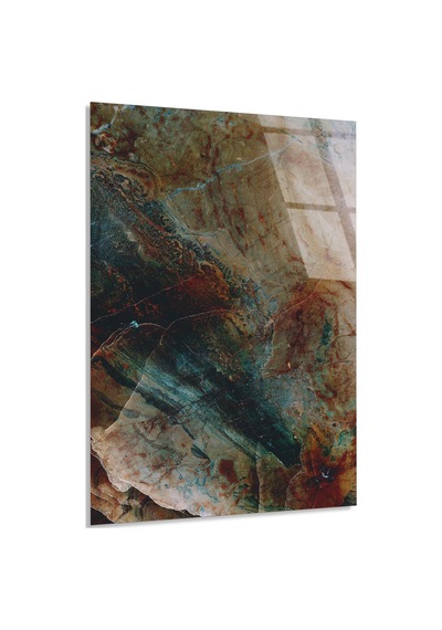 Kahve Yeşil Mermer Cam Tablo Yatay 80x125 Cm