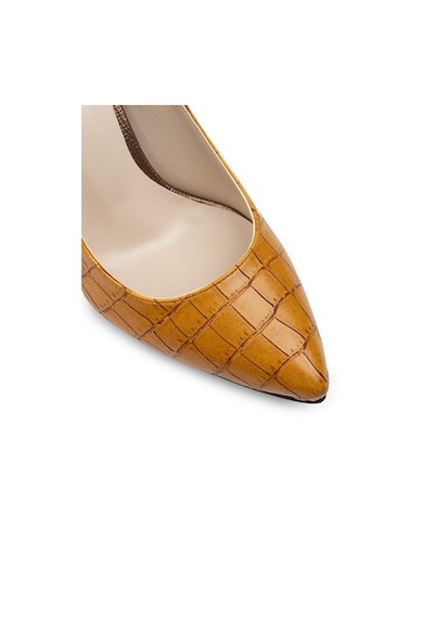 Deery Sarı Kroko Stiletto Kadın Topuklu Ayakkabı - 02029zsrım05 Sarı