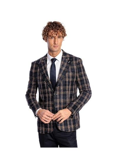 Wessi Ekose Desen Slim Fit Lacivert Erkek Ceket - Wessi Lacivert