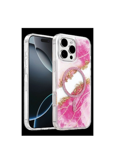 Onegif Apple İphone 16 Pro Max Lotus Simli Magsafe Kapak - Pembe