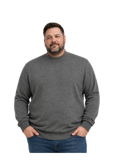 Battalmoda Erkek Büyük Beden Füme Yarım Balıkçı Triko Kazak 3xl-4xl-5xl-6xl