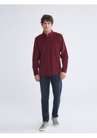 Lcwaıkıkı Classic Bordo Regular Fit Uzun Kollu Kadife Erkek Gömlek