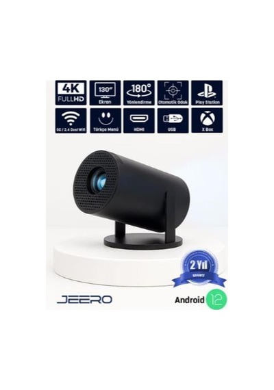 Jeero Hy300pro 4k Androıd12 Portable Projektör 950-4k-androıd Siyah
