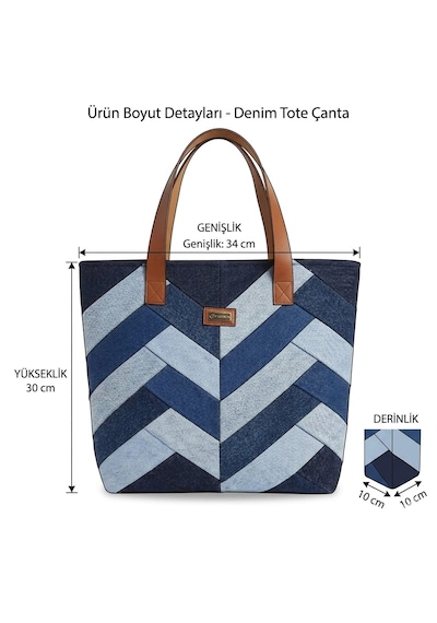 Kadın Patchwork Denim Çok Parçalı Tote Çanta Özel Tasarım Kot Omuz Çantası Çok renkli