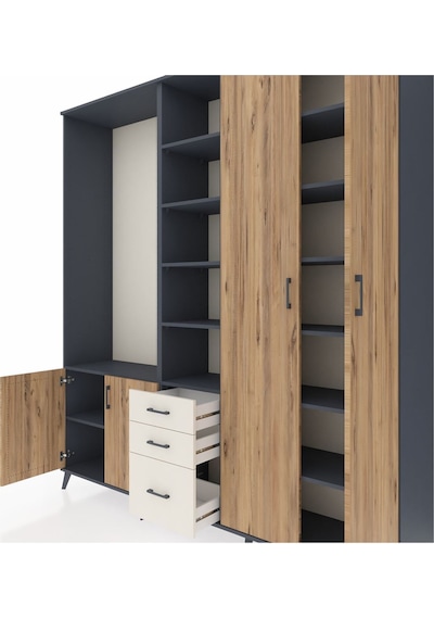 Hyperion Dolap 13 Raflı 3 Çekmeceli 4 Kapaklı 220x44x243 Antrasit-çam/aytaşı Atlas Çam/aytası Hyperion Dolap 13 Raflı 3 Çekmeceli 4 Kapaklı 220x44x243 Antrasit-çam/aytaşı Atlas Çam/aytası
