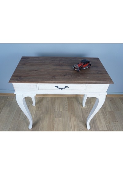Masifart Ceviz Eskitme Tablalı Dresuar Beyaz 80 Cm Eskitme  Patina Ceviz