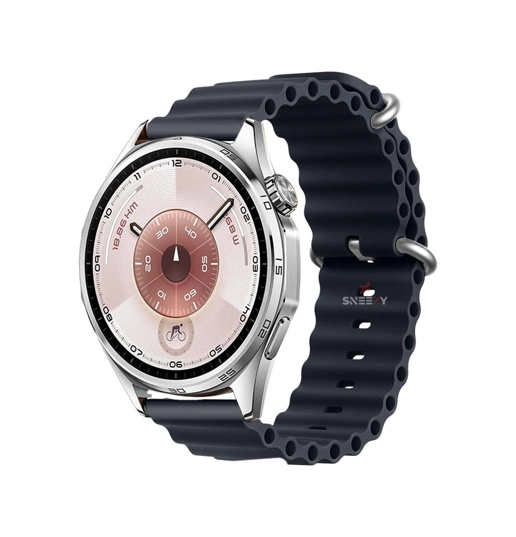 Huawei Watch Gt6 46mm İle Uyumlu Dalga Desenli Tokalı Yumuşak Ocean Soft Silikon Kordon