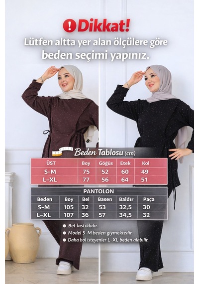 Unika Boutique Kadın Siyah Modal Kumaş Taşlı İkili Takım Tesettür Takım
