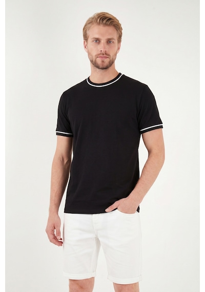 Buratti Pamuklu Bisiklet Yaka Kontrast Şeritli T Shirt Erkek T Shirt 5904034 Siyah