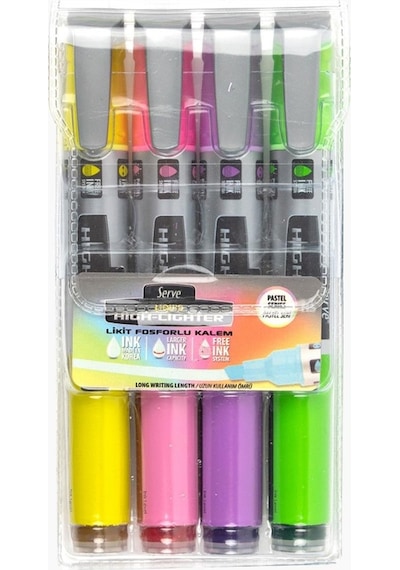 Serve Likit 4'lü İşaretleme Kalemi Pastel Set 5247 Çok Renkli