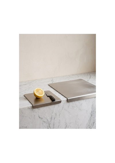 Dizör Lastra Mini Kesme Ve Hazırlık Tahtası Tek Levha 304 Paslanmaz Çelik, Fırçalı 26 X 20 Cm Gümüş