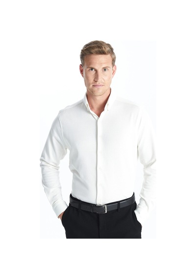 LC Waikiki Southblue Beyaz Slim Fit Uzun Kollu Erkek Gömlek Ecru