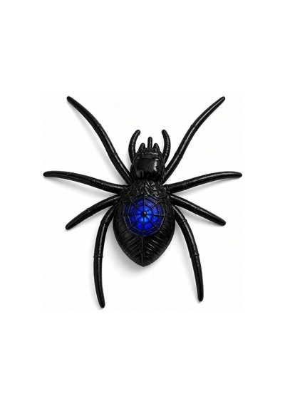 Siyah Led Işıklı Örümcek Dekor Süsü Halloween Cadılar Bayramı Parti Süsleme Aksesuarı 16x15 Cm Diğer