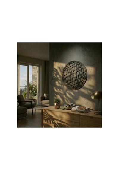Geometrik Desenli Daire Duvar Tablosu Mdf Lazer Kesim Modern Minimal Duvar Süsü Renk