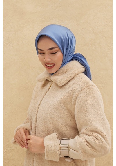 Silk Home Düz Shiny Eşarp - Kot Mavi - Kot Mavi