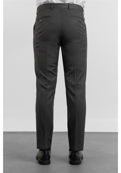İmza Kahverengi - Bej Yan Cep Kendinden Desenli Comfort Fit Classic Pantolon 1003255177