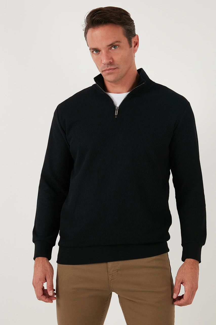 Buratti Pamuklu Regular Fit Yarım Fermuarlı Dik Yaka 2'Li Paket Erkek Sweat 5905716S2 Siyah-Koyu Kahve Buratti Pamuklu Regular Fit Yarım Fermuarlı Dik Yaka 2'Li Paket Erkek Sweat 5905716S2 Siyah-Koyu Kahve