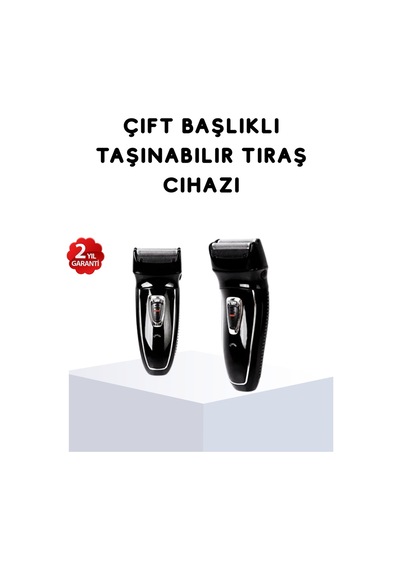Kablosuz Tıraş Makinesi Çift Başlıklı Kuru Tıraş Folyo Başlık Şarj Göstergeli -