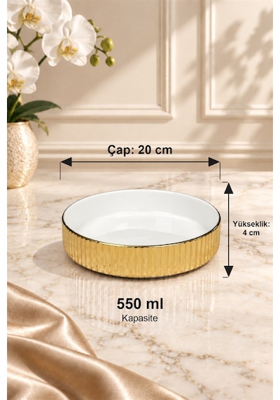 Linea Serisi Dekoratif Kase 20 Cm 550 Ml Altın