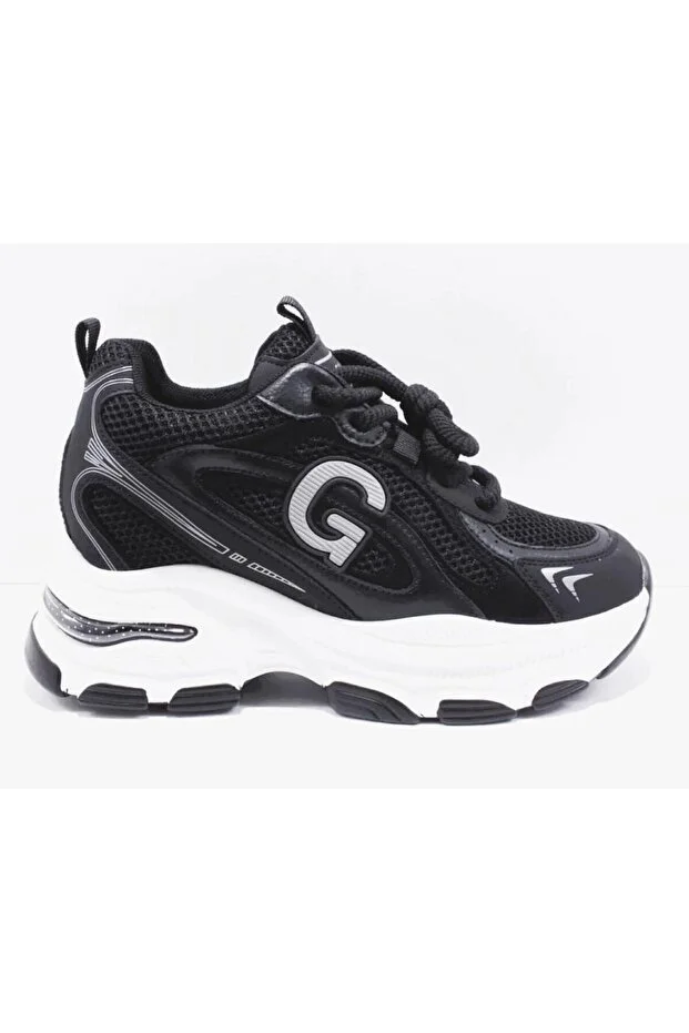 Guja 26y323 Kadın Kalın Taban Simli Sneaker Ayakkabı Siyah