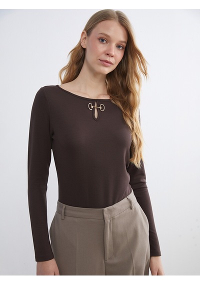 Lcw Everyday Kahverengi Soft Touch Kadın Tişört