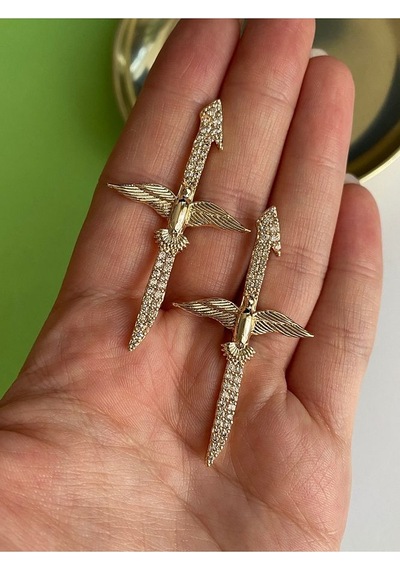 Pinery Jewels Zirkon Taşlı Kuş Altın Kaplama Kadın Küpe Çifti Altın