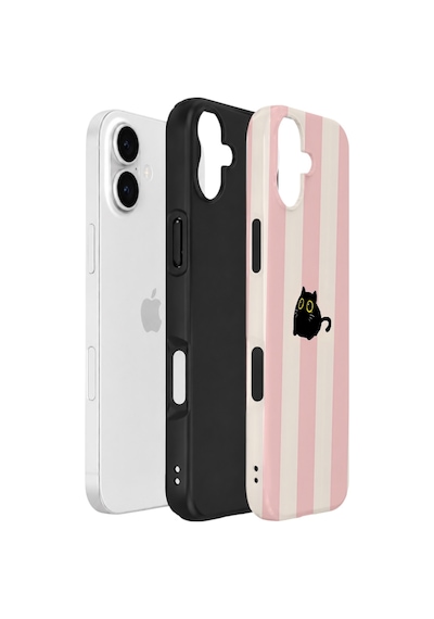 Apple iPhone Uyumlu 17 Vorian Çift Katmanlı Kılıf Midnight Cat Stripe