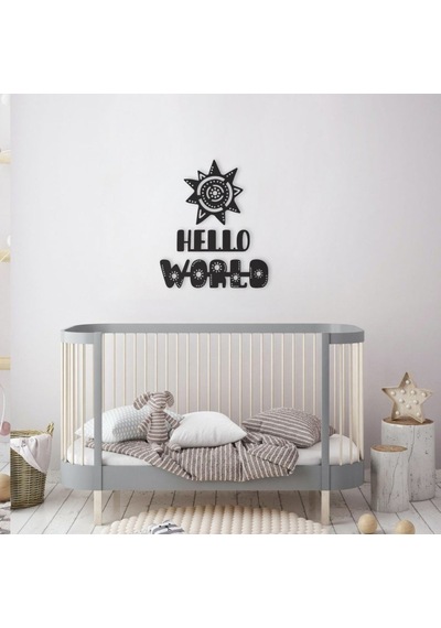 Hdrlazerdizayn Ahşap Güneş Ve 'Hello World' Duvar Yazısı Seti
