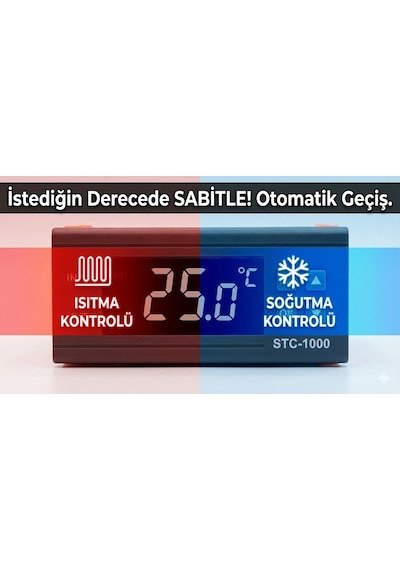 Stc-1000 220v Dijital Termostat - Isıtma Ve Soğutma Röleli Sıcaklık Kontrol Cihazı +ntc Sensörlü
