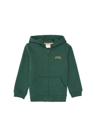 U.S. Polo Assn. Erkek Çocuk Koyu Yeşil Örme Fermuarlı Kapüşonlu Hırka 50313852-VR079