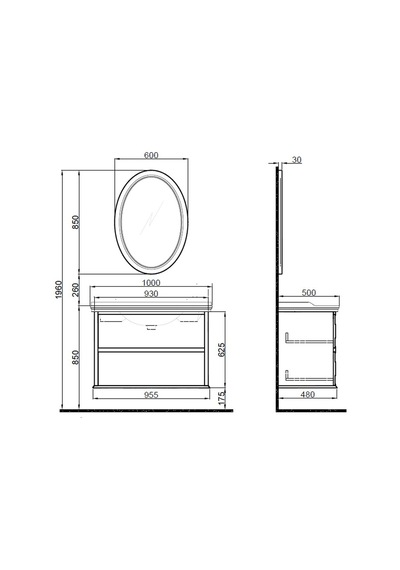Kale Miro 100 Cm Mat Gri Banyo Dolabı Takımı Gri