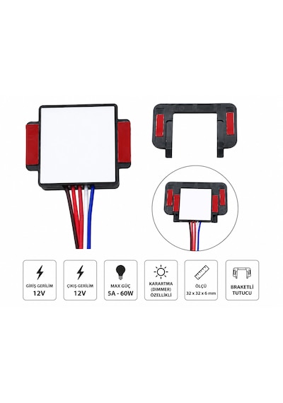 Ayna Arkası Dokunmatik Işık Anahtarı 12v 5a Dimmer Özellikli 12V Elektrik Anahtarlar