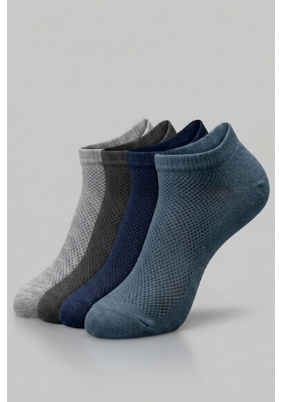 Socketta 4'lü Karışık Renk Çocuk Bambu Dikişsiz Görünmez Sneaker Patik Çorap - Premium Gri - Füme - Laci - Mavi Socketta 4'lü Karışık Renk Çocuk Bambu Dikişsiz Görünmez Sneaker Patik Çorap - Premium Gri - Füme - Laci - Mavi