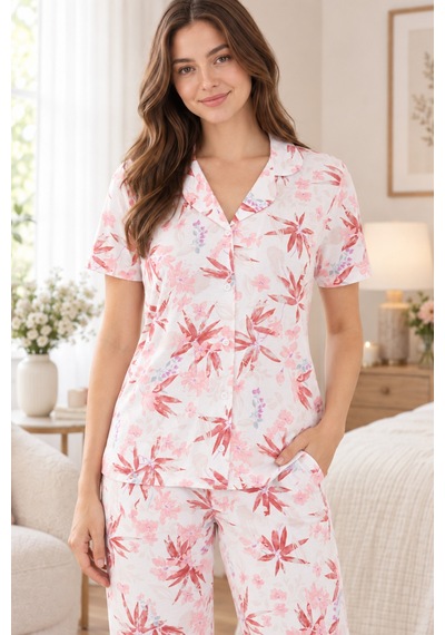 Lılac Kadın %100 Viskon Yaprak Desenli Beyaz - Nar Çiçeği Gömlek Yaka Pijama Takımı Beyaz - Nar Çiçeği Beyaz - Nar Çiçeği Lılac Kadın %100 Viskon Yaprak Desenli Beyaz - Nar Çiçeği Gömlek Yaka Pijama Takımı Beyaz - Nar Çiçeği Beyaz - Nar Çiçeği