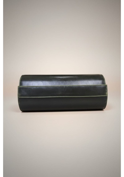 4 Lü Deri Saat Kutusu Silindir Tasarım Taşınabilir Saat Saklama Organizer 24x11x7 Cm Haki