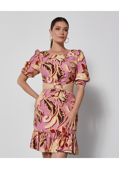 Serpil Exclusive Desenli Kadın Mini Elbise - Pencere Detaylı - Modern Ve Şık - Günlük Ve Özel Günler İçin Elbise Pembe