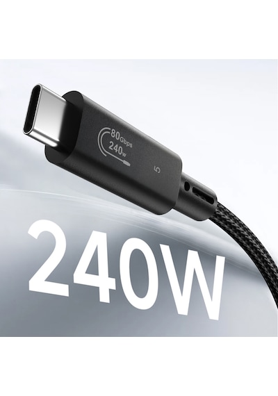 Wiwu Wi-c102 Type-c To Type-c Thunderbolt 5 Kablo 16k Ultra Hd 240w 180cm Siyah