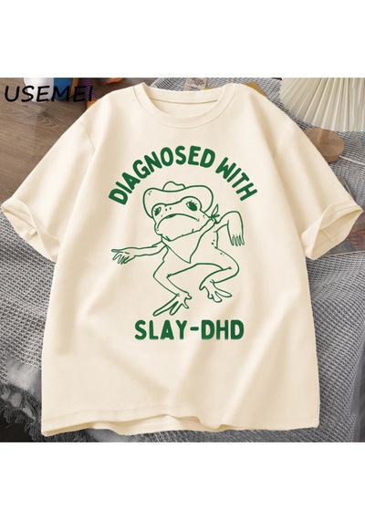 Flood Of Style Katlet-dhd İle Teşhis Kadın Erkek Pamuklu T-shirt Komik Seyahat Giyim Yaz Kurbağa Grafik Tshi Haki