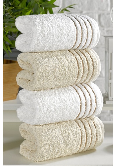 Casnack Diana Havlu Seti 4'lü 800gr. 50x90cm - Bej-krem