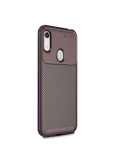 Huawei Y6 2019 Karbon Desenli Negro Silikon Kılıf Kahverengi