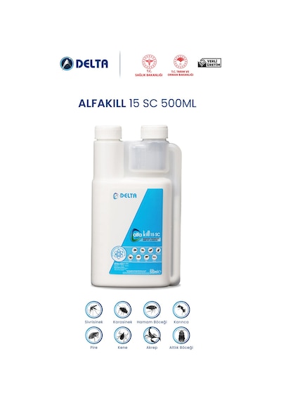 Alfakill 15 Sc 500 Ml Konsantre Haşere Ilacı - Pire, Kene, Akrep, Hamamböceği, Sivrisinek, Karasinek