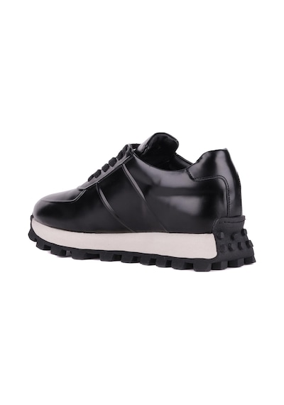 Shoetyle - Siyah Hakiki Açma Deri Bağcıklı Erkek Sneaker 115-k556-1320 Siyah